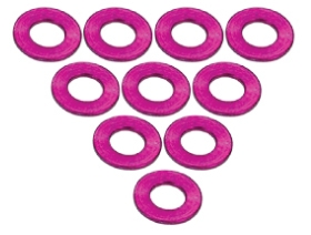 3RACING Sakura Zero Aluminium M3 Flat Washer 0.5mm (10 Pcs) - Pink - 3RAC-WF305/PK