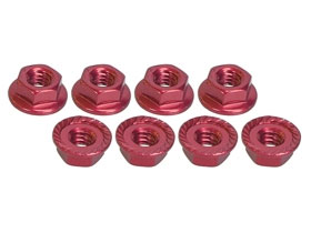 3RACING Aluminum Locknut Serrated (8pcs) - Red - 3RAC-NS40/RE