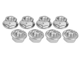 3RACING Aluminum Locknut Serrated (8pcs) - Silver - 3RAC-NS40/SI