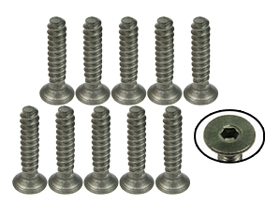 3RACING M3 x 15 Titanium Flat Head Hex Socket - Self Tapping (10 Pcs) - TS-FSM315S