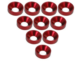 3RACING Aluminium M3 Countersink Washer (10 Pcs) - Red - 3RAC-WC3/RE