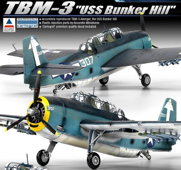 Academy 12285 1/48 Scale TBM-3 USS Bunker Hill Model Kit - Precision Avenger