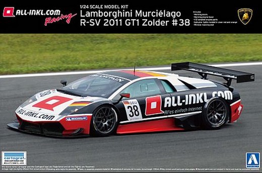 Aoshima AO-00718 - 1/24 All-Inkl.com Racing Munnich Motorsport Lamborghini Murcielago R-SV 2011 GT1 Zolder No.38