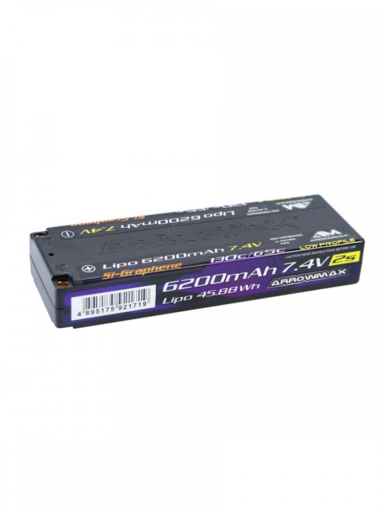 Arrowmax AM-700706 AM Lipo 6200mAh 2S TC Low Profile - 7.4V 65C Continuos 130C Burst (Graphene Pro)