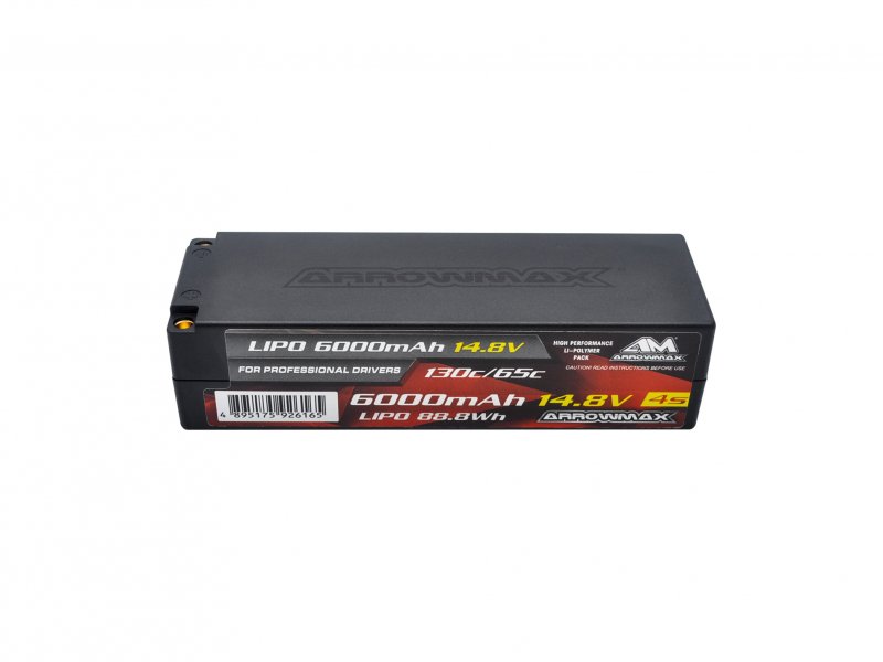 Arrowmax AM-700610 AM Lipo 6000mAh 4S - 14.8V 65C Continuous 130C 5mm Bullets