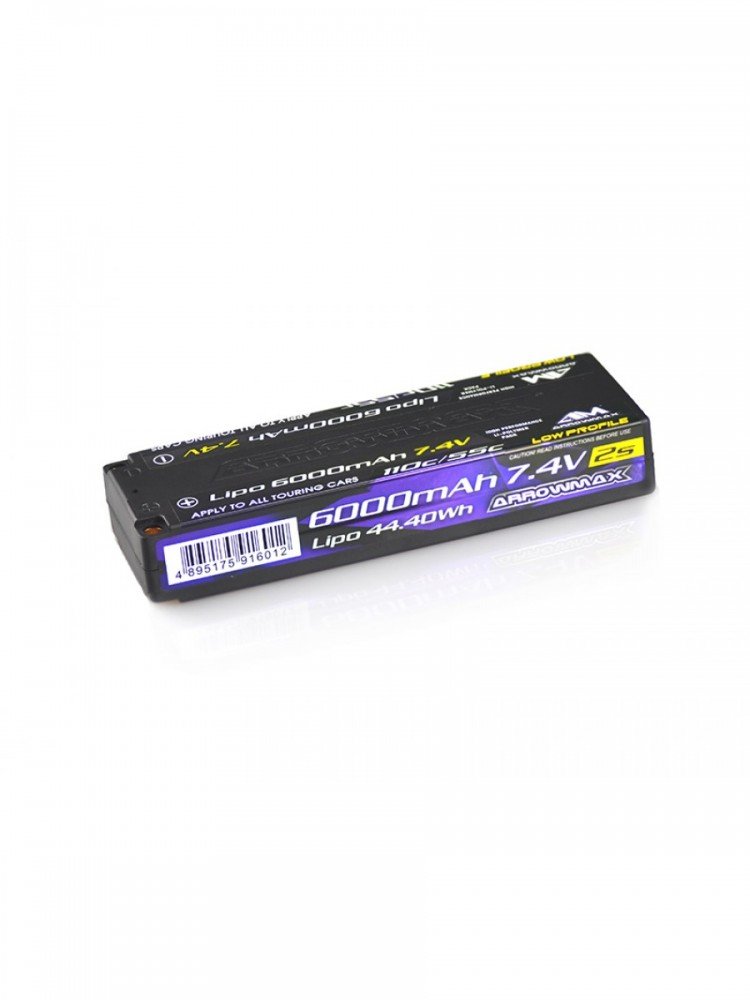 Arrowmax AM-700703 AM Lipo 6000mAh 2S TC Low Profile - 7.4V 55C Continuos 110C Burst