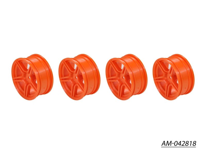 Arrowmax AM-042818 1/10 TC 5 Spoke Split Rims +3MM Offset Orange (4)