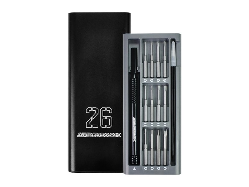 Arrowmax AM-199902 AM Premium Precision Screwdriver Set With Aluminium Case (26 in 1) Black