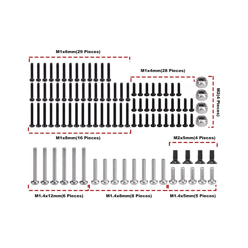 AXIAL SCX30 FORD BRONCO 4X4 RTR BRUSHED ROCK CRAWLER Steel Screws Set (100 piece) - GPM SCX30/100SW