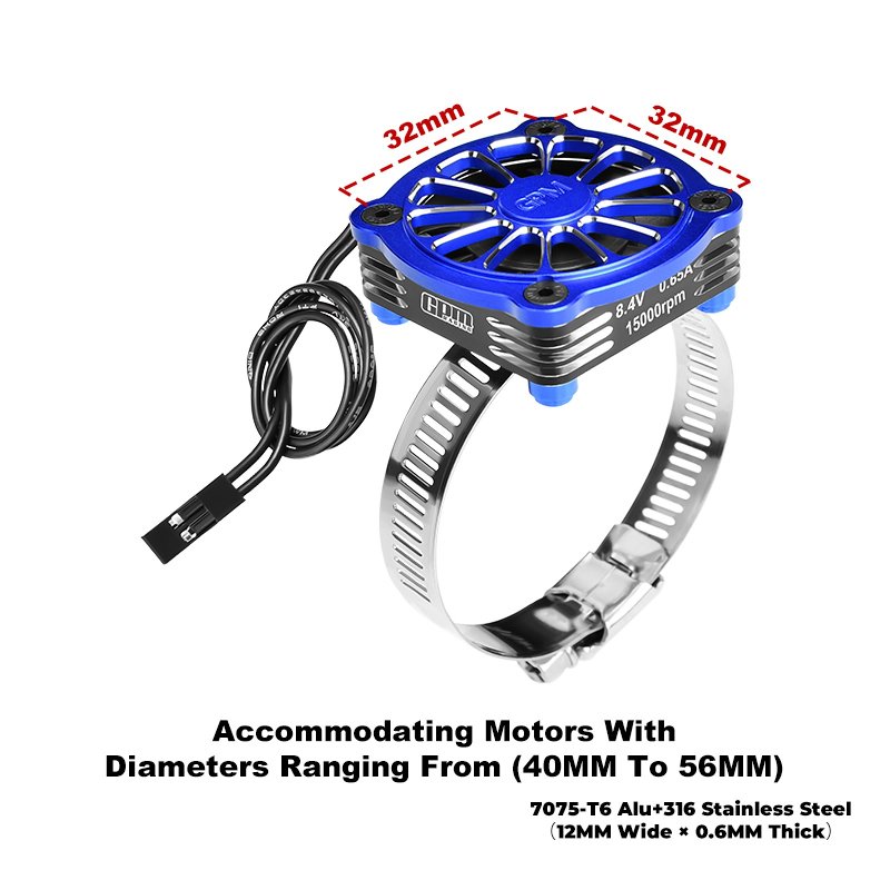 7075-T6 Alloy+316 Stainless Steel 40x40mm Cooling Fan Ajustable For 40-56 Series Motor - GPM GPM3357FAN