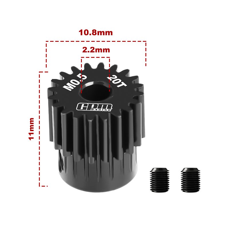 40Cr Steel Motor Gear 20T ( Module:0.5mm, Motor Tooth Diameter:2.2mm) - GPM MG220T/0.5M