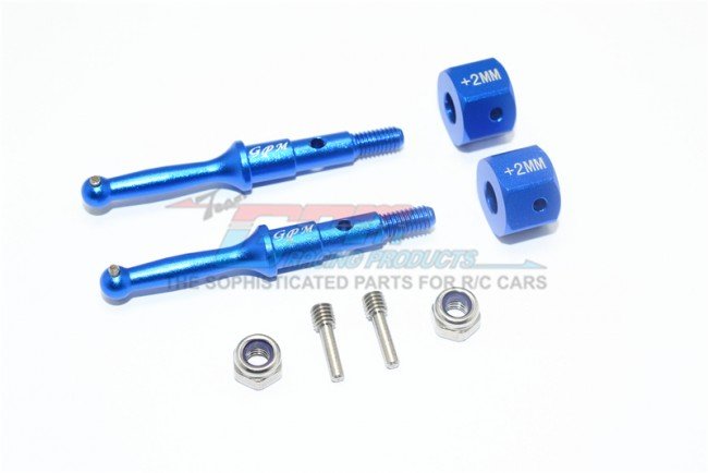 TAMIYA T3-01 DANCING RIDER Aluminum Rear Wheel Shaft W. Hex Adapter (+2mm) - 8pc set - GPM T3023R/+2MM