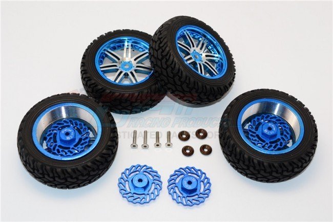 TRAXXAS TETON Aluminum Front +2.5mm, Rear +5.5mm Brake Disk + Wheels & Tires - 16pc set - GPM TET2555FR10A