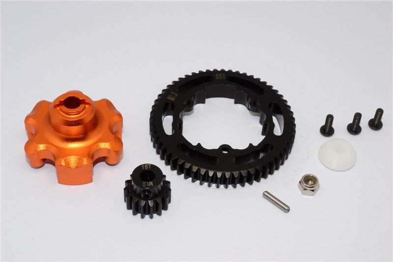 TRAXXAS 1/8 X-Maxx Aluminium Gear Adapter+Steel Spur Gear 55T+Motor Gear 15T - 1set - GPM TXM355515T