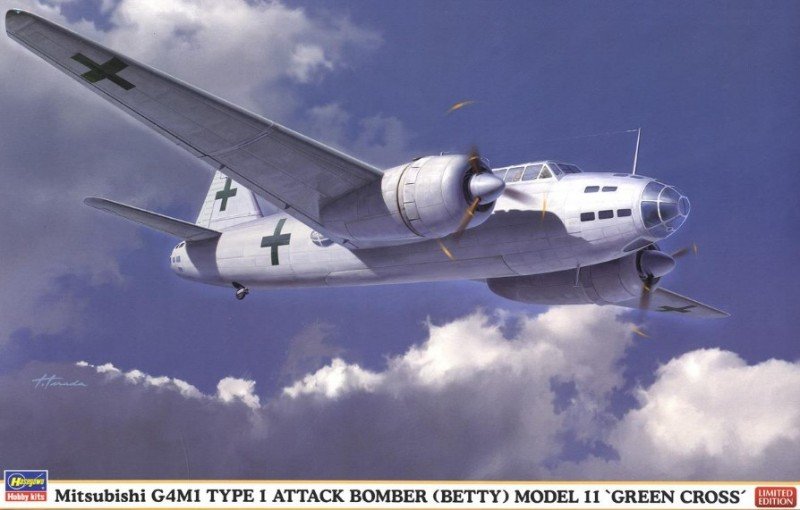 Hasegawa 02167 - 1/72 Mitsubishi G4M1 Type 1 Attack Bomber (Betty) Model 11 Green Cross
