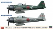 Hasegawa 02077 - 1/72 Mitsubishi A6M3 ZERO FIGHTER TYPE 22/32 RABAUL Combo (2 Kits)
