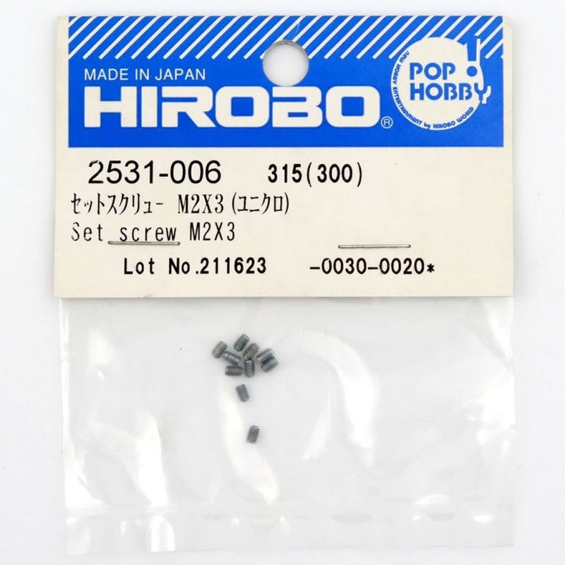HIROBO 2531-006 SET SCREW M2 X 3 10PCS #2531006