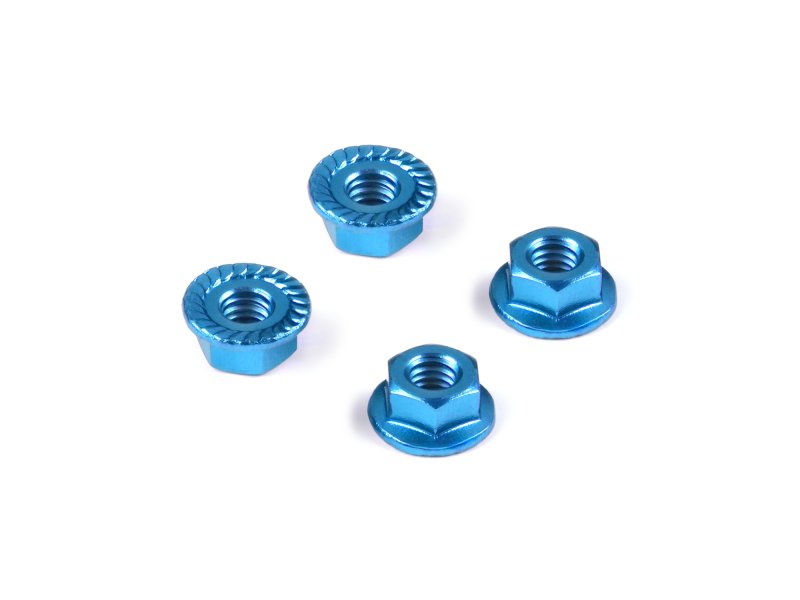 HUDY 296541-B Aluminium NUT M4 With Serrated Flange - Blue (4)