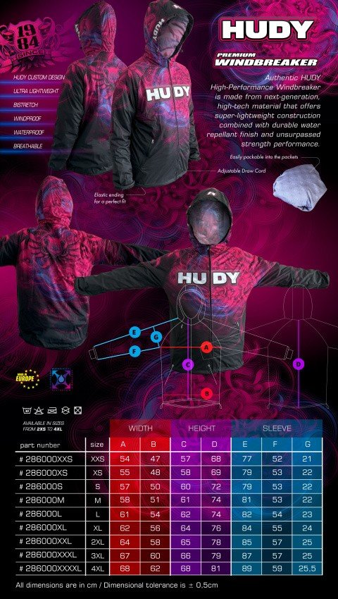 HUDY 286000XXXXL - HIGH-PERFORMANCE Windbreaker (XXXXL)