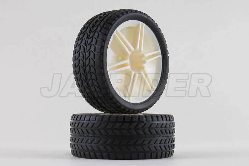 24mm Dual 6 Spoke Wheel (2pcs,White) with Radial Tires (Type B)