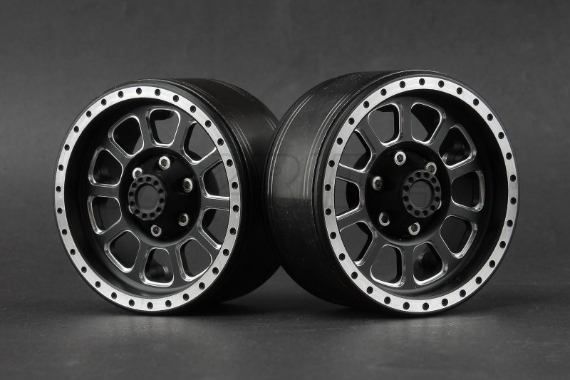 Aluminum 1.9'' Beadlock 10 Spokes Wheels (TYPE F) - Black