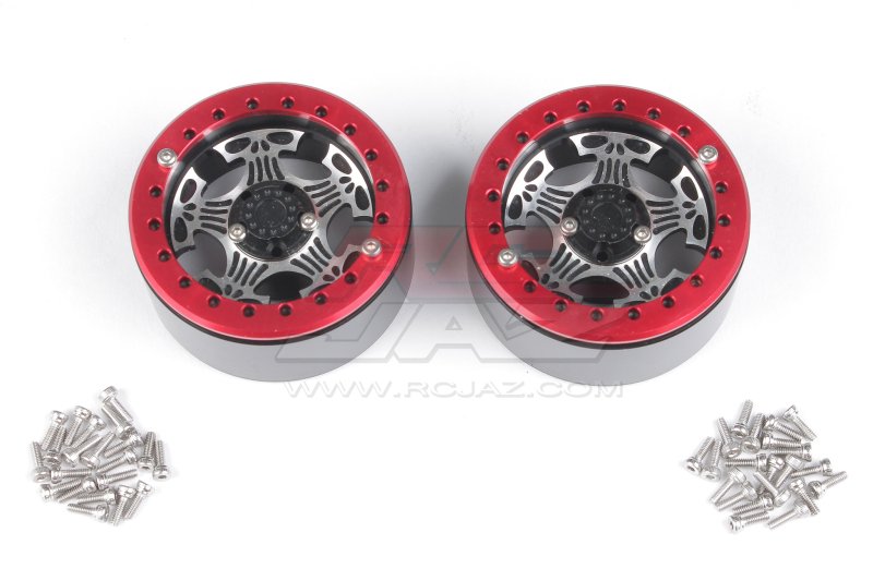 Aluminum 1.9\'\' 5-Spokes Beadlock Wheels - Red (2pcs) Wide 32mm / 1.25\'\' Hex 12mm for Traxxas TRX-4 / Tamiay CC01 / Axial SCX10 / Redcat Gen8