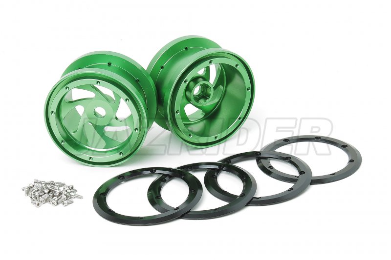 Aluminum 2.2\'\' Cyclone Style Wheels - Green