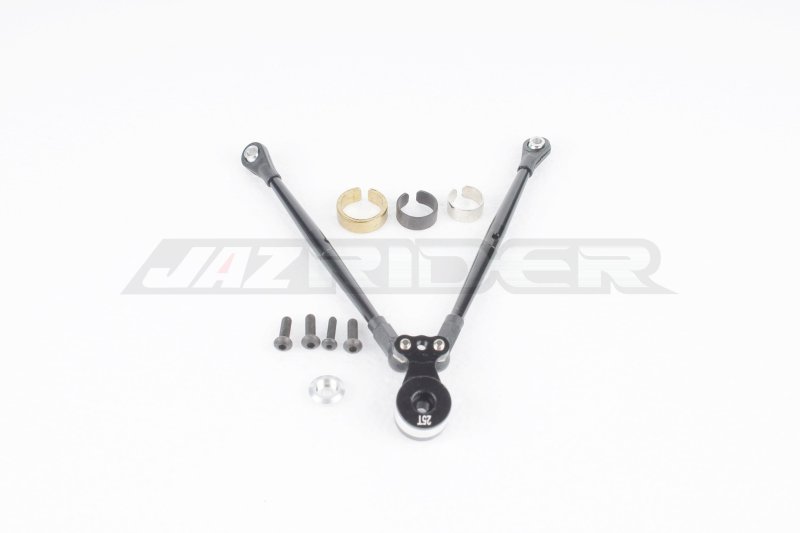 Jazrider Tamiya DT-03 Chassis Aluminum Hi-torque Servo Saver 25T w/Aluminum Tie Rod Set (Black)