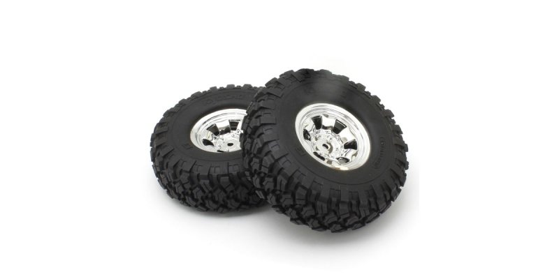 Kyosho CLTH002SC-40 - Complete Wheel & Tire Spoke Silver Chrome (KC10/#40/2pcs)