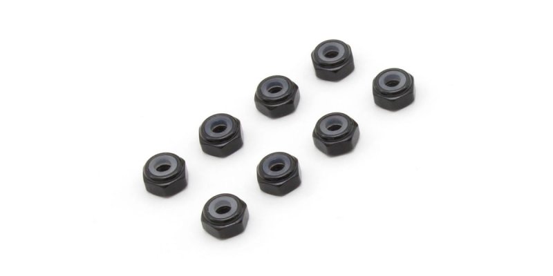 Kyosho MZW128BK - M2 Aluminium Nylon Color Nut 8pcs(Black)