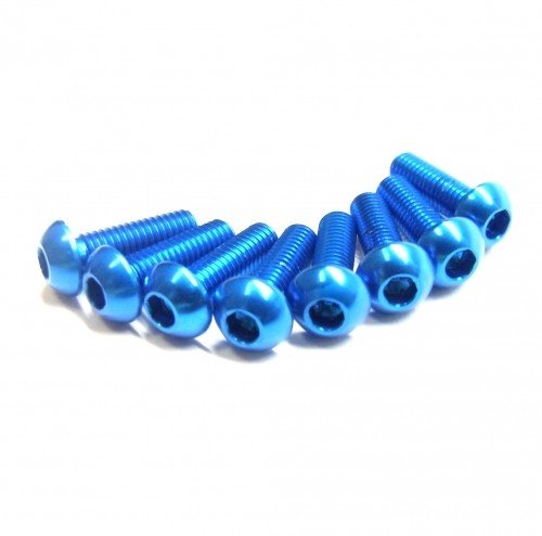 RACEOPT Aluminium Screw 8pcs, 3 x 10mm (Round Head) -Blue (RO-ABH3X10T-B)