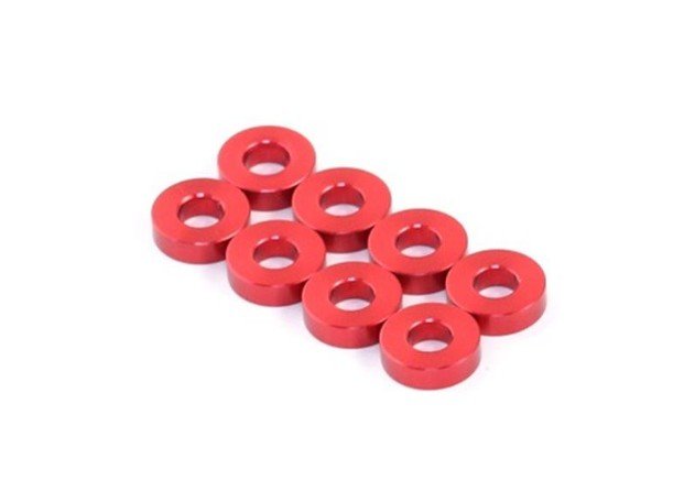 RAD-AC-10030 3x7x2.0mm Aluminum Damper Spacer, 8 pcs, Red