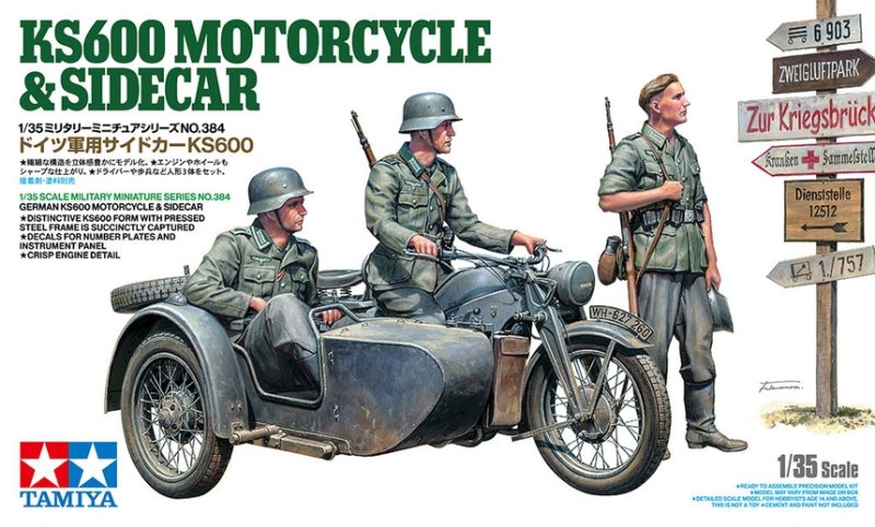 Tamiya WWII German KS600 Motorcycle & Sidecar 35384