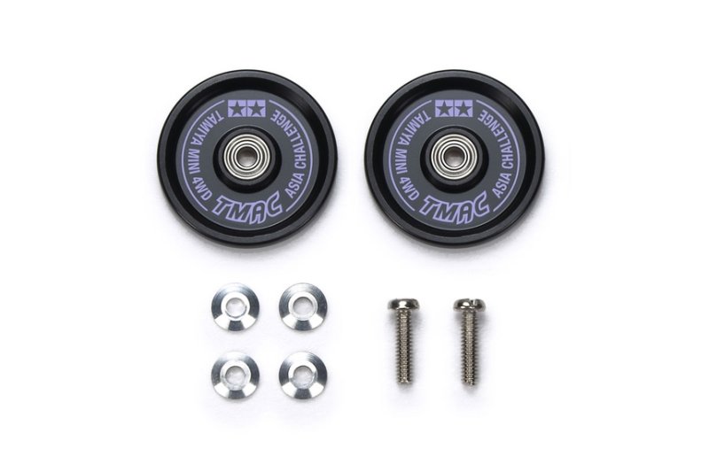 Tamiya 95714 - Jr HG 19mm Aluminum Ball-Race Rollers (Black & Purple Logo) TMAC