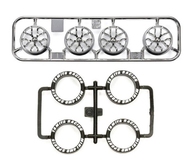 Tamiya 95526 - Lo-Pro Tire & Black Plated Wheel Y Spoke