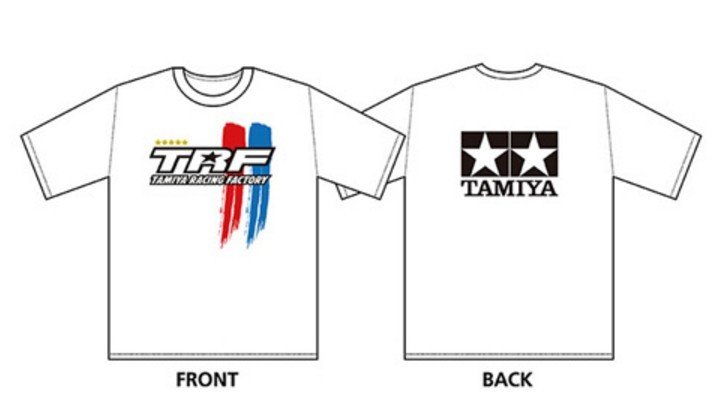 Tamiya 67242 - Tamiya Racing Factory Stripe (TRF) Logo T-Shirt A Type (White) - L Size