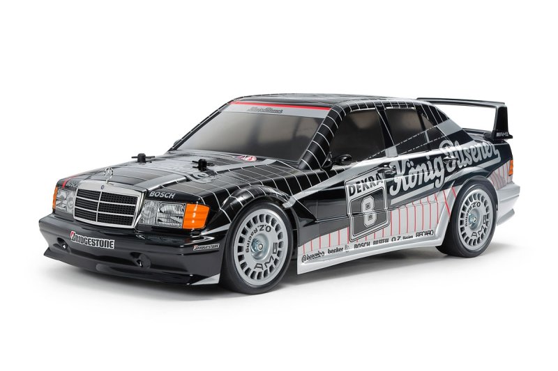 Tamiya 47525 - 1/10 RC Mercedes-Benz 190 E 2.5-16 1991 Black Silver Painted Body (TT-02 Chassis)