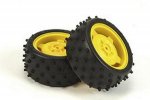 Tamiya 9400239 - DT02 Rear Tire & Wheel 2pcs for 58340/58470/84212/57864/Holiday Buggy/Super Fighter G -19400239