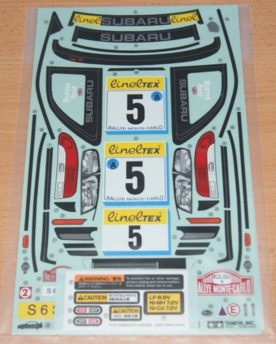 Tamiya 9495879 - Subaru Impreza TT-02 Monte-Carlo \'99 Stickers for 58631
