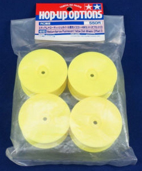 Tamiya 49183 - Med.Narrow Dish Wheels (Flou.Yellow (Offset 0))