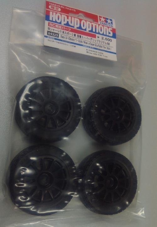 Tamiya 84323 - RC Black M-Chassis 11 Sp Wheels - w/Super Grip Radial Tire 4pcs