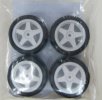 Team Powers Mini Rubber Tire Set ( Pre-Glued, 32R, 1set 4pcs, WH) - for any Tamiya M-chasis car or Mini 1:10 Touring car (TP-MPG3204) (WH)