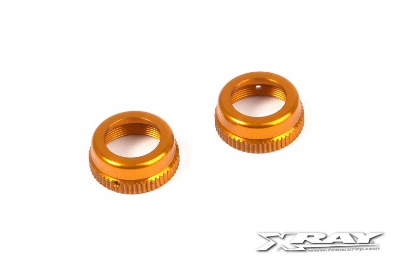 XRAY 308353-O T4 Aluminum Shock Cap Nut with Vent Hole - Orange (2)